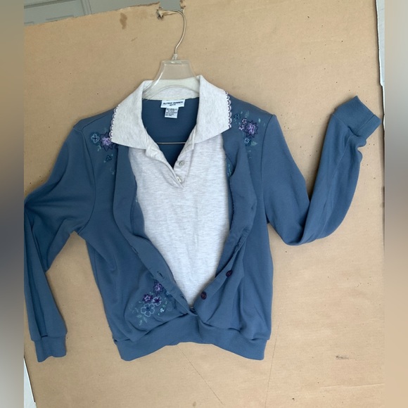 VINTAGE ALFRED DUNNER LAYERED PULLOVER. BEADED - Picture 5 of 10